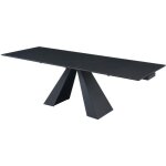 Vente - unique - table à manger extensible 6 à 10 personnes en verre trempé, céramique et métal - effet ... Vente - unique - table à manger extensible 6 à 10 personnes en verre trempé, céramique et métal - effet ...