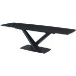 Table à manger extensible 6 à 10 personnes en verre trempé, céramique et métal - effet marbre noir - ... Table à manger extensible 6 à 10 personnes en verre trempé, céramique et métal - effet marbre noir - ...