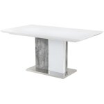 Vente - unique - table à manger extensible - 6 à 8 personnes - mdf - coloris : blanc laqué et béton - ... Vente - unique - table à manger extensible - 6 à 8 personnes - mdf - coloris : blanc laqué et béton - ...