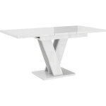 Dusine - table a manger extensible massi - blanc laque 120 - 160 cm Dusine - table a manger extensible massi - blanc laque 120 - 160 cm