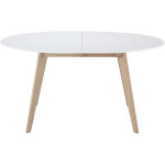 Table à manger extensible ovale blanche et bois clair l150 - 200 cm leena Table à manger extensible ovale blanche et bois clair l150 - 200 cm leena