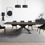 Table � manger extensible en pierre osiris / table 180x90cm + 2 allonges de 50cm - 12 personnes - noir ...