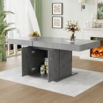 Modernluxe - table � manger extensible - avec rangement en dessous - style moderne - gris
