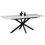 Table  manger extensible rectangle alix 6 - 10 personnes pied araigne noir plateau effet marbre blanc ...