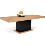 Idmarket ? table � manger extensible rectangle 200 - 250 cm ? bois et noir ? capacit� jusqu'� 12 convives ...