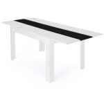 Table � manger extensible rectangle georgia 6 - 10 personnes blanche et noire 140 - 220 x 90 cm