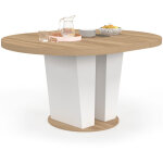 Table � manger extensible ronde eliad 4 - 8 personnes bois et blanc 110 - 150 cm