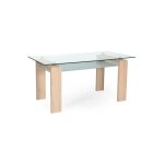Homy france - table  manger gloria pieds couleur chne plateau en verre tremp