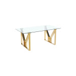 Homy france - table � manger igrec gold transparent pour 6 � 8 personnes l 180cm
