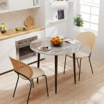 Unho - table  manger en marbre - pierre vritable table ronde 80cm pour 4 personnes grand table haute ...