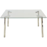 Fijalo - table  manger en mtal / verre + 90977, pieds : acier inoxydable. 140x80x75 cm - temprature ...