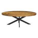 Meublorama - table � manger ovale bourgia en bois massif de mangolia, id�al pour une salle a manger conviviale ...