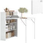 Table � manger pliante, table de cuisine pour 3 personnes, plateau � abattant et 4 �tag�res, 78, 5x91x93cm, ...