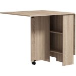 Table à manger pliante mobile sur roulettes avec 2 plateaux rabattables et 2 étagères intégrées - 140 ... Table à manger pliante mobile sur roulettes avec 2 plateaux rabattables et 2 étagères intégrées - 140 ...