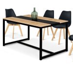 Idmarket - table  manger rectangle dover 8 personnes bande centrale noire design industriel 150 cm