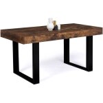 Idmarket ? table extensible rectangle 160 cm ? bois m�lamin� effet vieilli et noir ? 6 places ? design ...