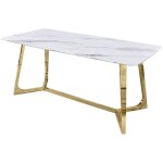 Deco in paris - table à manger design effet marbre blanc et doré johanna Deco in paris - table à manger design effet marbre blanc et doré johanna