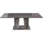 Table à manger rectangulaire extensible bois gris effet marbre vernis botela 180 à 225cm Table à manger rectangulaire extensible bois gris effet marbre vernis botela 180 à 225cm