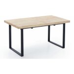 Pegane - table � manger rectangulaire extensible coloris ch�ne nordique / pieds noir, longueur 140 - ...