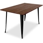 Privatefloor - table à manger rectangulaire - industrielle - bois - tawny noir Privatefloor - table à manger rectangulaire - industrielle - bois - tawny noir