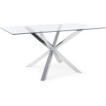 Table à manger rectangulaire verre trempé et acier chromé agno 160 cm Table à manger rectangulaire verre trempé et acier chromé agno 160 cm