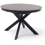 Table  manger, table de repas ronde extensible coloris anthracite, pieds mtal laqu mat - diamtre ...