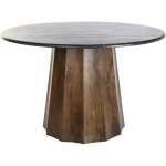 Pegane - table  manger, table repas ronde en marbre noir - diamtre 120 x hauteur 76 cm