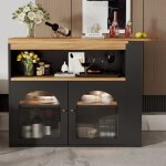 Wishdor - table  manger extensible, table de bar rotative avec bande lumineuse led de 1 m de long, noir ...