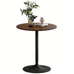 Table � manger ronde 70 cm pour 2 personnes avec plateau en placage de bois massif et pi�tement en acier ...