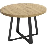 Pegane - table à manger ronde en bois coloris chêne nordique avec pieds en métal graphite - diamètre ... Pegane - table à manger ronde en bois coloris chêne nordique avec pieds en métal graphite - diamètre ...