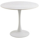 Hellin - table  manger ronde en cramique et pied tulipe en mtal l90 - marsa