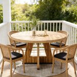 Table � manger ronde design spacieux style campagne (table uniquement, sans chaises)