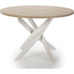 Homifab - table à manger ronde effet bois et blanc 4 personnes 120 cm - calvin Homifab - table à manger ronde effet bois et blanc 4 personnes 120 cm - calvin