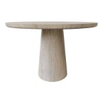 Drawer - table  manger 4 personnes ronde effet travertin - beige - danli