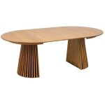 Table à manger ronde extensible 120 - 160 - 200 cm décor chêne naturel Table à manger ronde extensible 120 - 160 - 200 cm décor chêne naturel