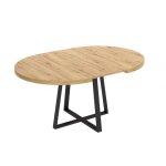 Befara - table � manger ronde extensible design industriel edison