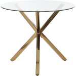 Table à manger ronde glamour et moderne ? 90 cm 4 places en mdf plateau doré savoni Table à manger ronde glamour et moderne ? 90 cm 4 places en mdf plateau doré savoni