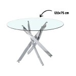 Homy france - table � manger ronde jessica chrome transparent diam. 120cm haut. 75cm