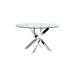 Homy france - table a manger ronde jessica chrome verre transparent 100 cm