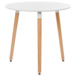 Table � manger ronde scandinave ? 80 cm 4 places en mdf plateau blanc boma