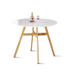 Designetsamaison - table � manger ronde scandinave en bois 80cm - umbria