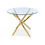Ac - deco - table à manger ronde en verre trempé et 4 pieds en métal doré - d 90 x h 75 cm - livraison ... Ac - deco - table à manger ronde en verre trempé et 4 pieds en métal doré - d 90 x h 75 cm - livraison ...