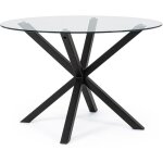Table à manger ronde verre trempé et acier noir agno 114 cm Table à manger ronde verre trempé et acier noir agno 114 cm