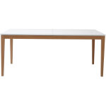 Table à manger scandinave extensible blanche pieds bois rectangulaire l180 - 260 cm delah Table à manger scandinave extensible blanche pieds bois rectangulaire l180 - 260 cm delah