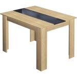 Hobag - table � manger vegas 4 personnes imitation h�tre et noire 110 cm -