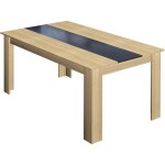 Table � manger vegas 8 personnes imitation h�tre et noire 160 cm -