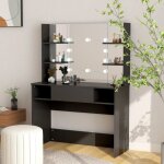 The living store table de maquillage avec �clairage led 100x40x135 cm mdf noir - coiffeuse - table de ...