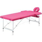 Table de massage pliable 2 zones aluminium rose