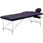 Table de massage pliable, lit de massage 3 zones aluminium violet vidaxl
