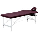 Table de massage pliable, lit de massage 3 zones aluminium violet vin vidaxl